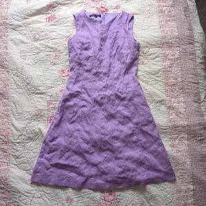 Vintage Anne Klein Purple Midi Dress Linen